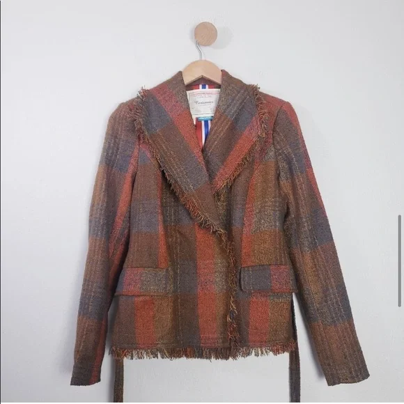 Anthropologie Plaid Blazer in Orange and Brown - Picture 6 of 13